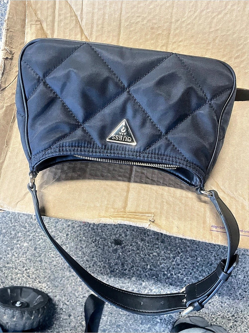 Guess Quilted Black Crossbody Bag